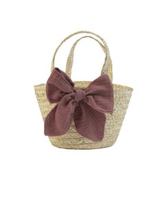 16518-T – Strohkorb mit Schleife – 100 % handgefertigt – SS 25