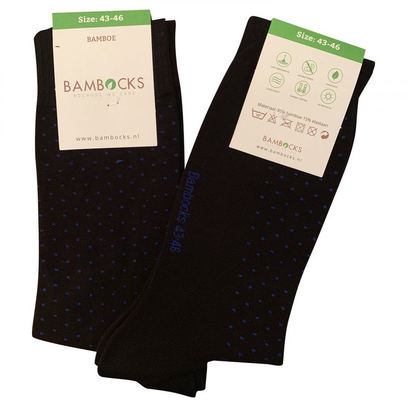 Bambocks Bambussocken 4-Paar schwarz / blau gepunktet