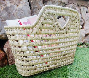 MAGAZINE RACK WITH HANDLES MADE OF NATURAL PALM FIBERS