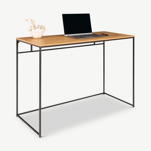 Vice-bureau, zwart frame en houten blad