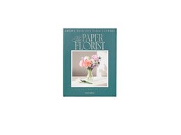 Crepe paper flower set in various colors including green, pink, and purple. Includes floral supplies like scissors and a floral stem.