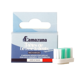 Refill pack of 3 medium toothbrush heads for Lamazuna electric toothbrush. Eco-friendly and reusable replacement heads.