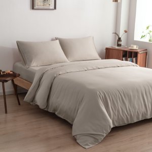 Beige Bambus-Bettwäsche-Set für 1 Person – 400TC Tanboocel – Soft Taupe