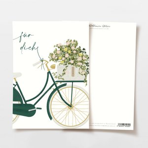 Postkarte für dich mit Fahrrad und Blumen, FSC zertifiziert