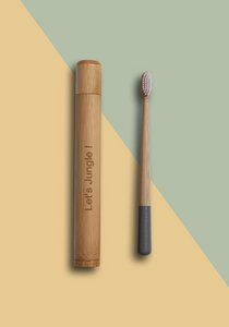 Jungle toothbrush in bamboo travel case