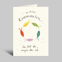 Communion card | Colorful fish | You are you, never forget that | Folding card for communion