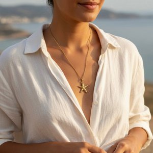 Shining Starfish - Waterproof Gold Steel Starfish Necklace