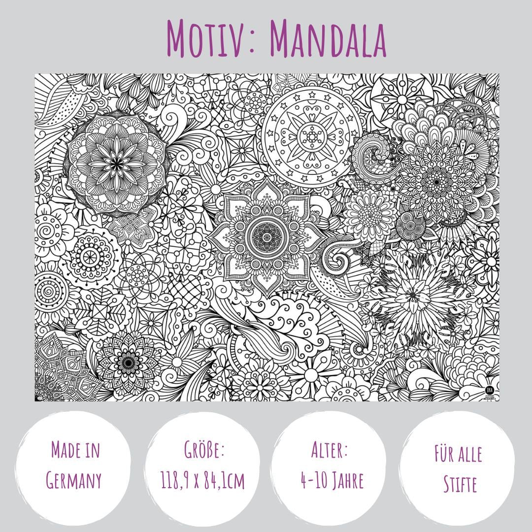 Ausmal-Tischdecke aus Papier - Motiv "Mandala"