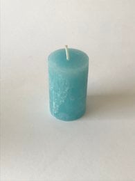 Rustic stumpen candle, 50 x 80 mm, aqua color