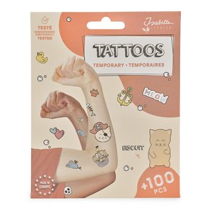 Temporäre Tätowierungen - Biscuit de Kat - 4 Blätter mit + 100 Tattoos