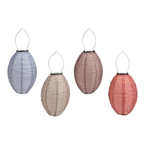 LED-zonnelantaarn van papier/karton, 4-voudig, oranje/beige/blauw/bruin (B/H/D) 20x29x20cm