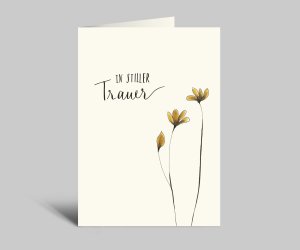 Funeral card with flowers | In silent sadness | Folding card + envelope