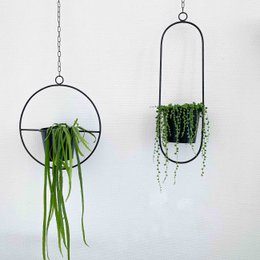 Maceta colgante, anillo decorativo con maceta "Hanging Garden" Redondo, negro