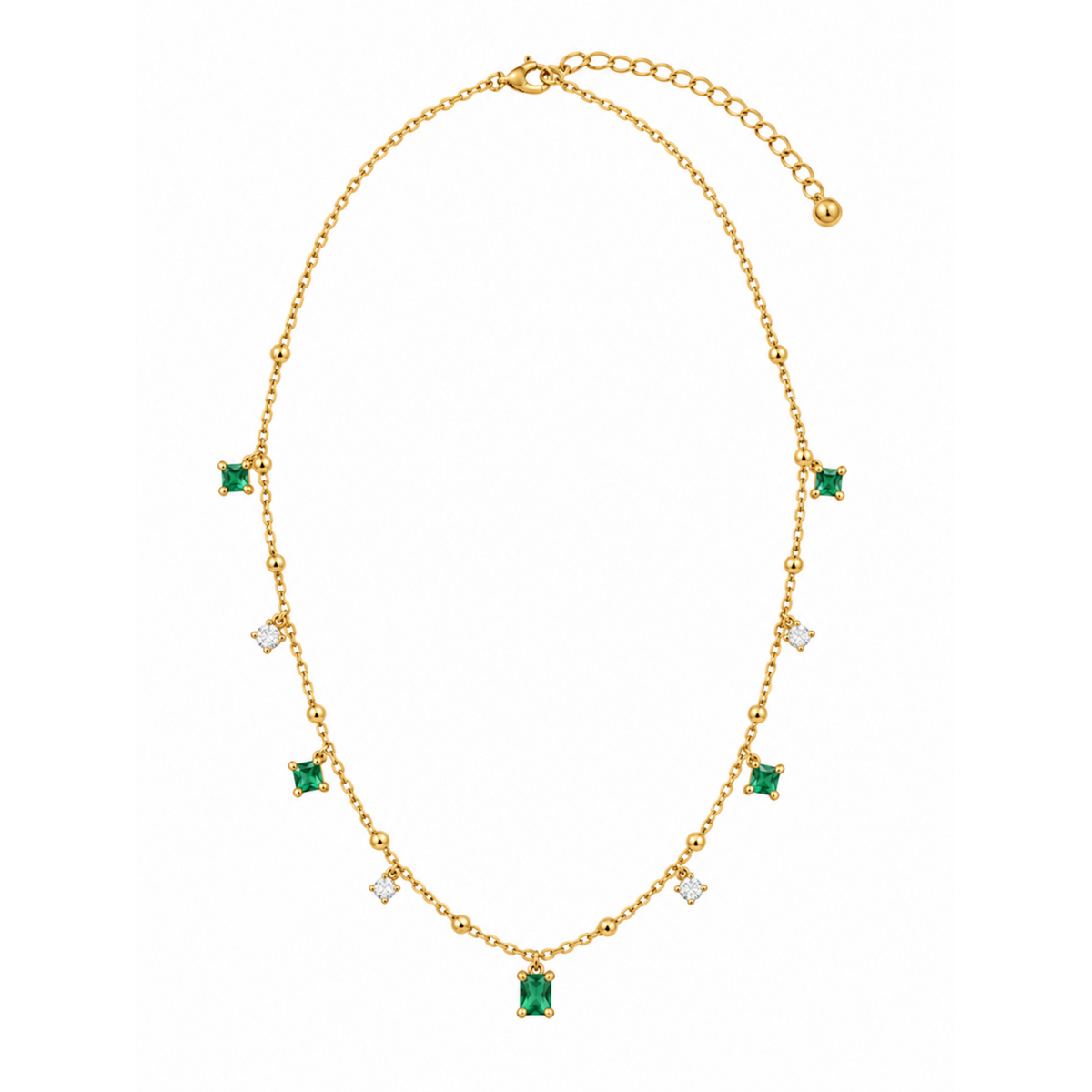 Vintage Emerald Dewdrop Delicate Necklace