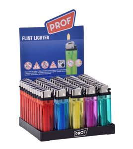 Display of 50 COLOR flint lighters