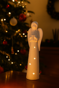Weißer Weihnachtsengel – Keramikdekoration