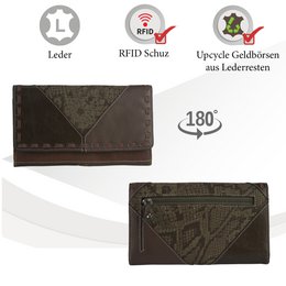 Cartera de mujer Sunsa. monedero de cuero. Cartera con protección RFID. Cartera sostenible hecha con retales de cuero. Cartera de mujer grande con muchos compartimentos para tarjetas de crédito: cartera/cartera para mujer, la mejor idea de regalo.