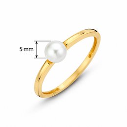 New Bling Gold 9NBG-0016-50 Gold Dame Pearl Ring - 5 mm - størrelse 50 - Guld