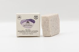 Solid lavender shampoo bar for oily hair, made with natural ingredients to cleanse and nourish the scalp.