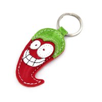 Chilli Pepper Leather Keychain Handmade