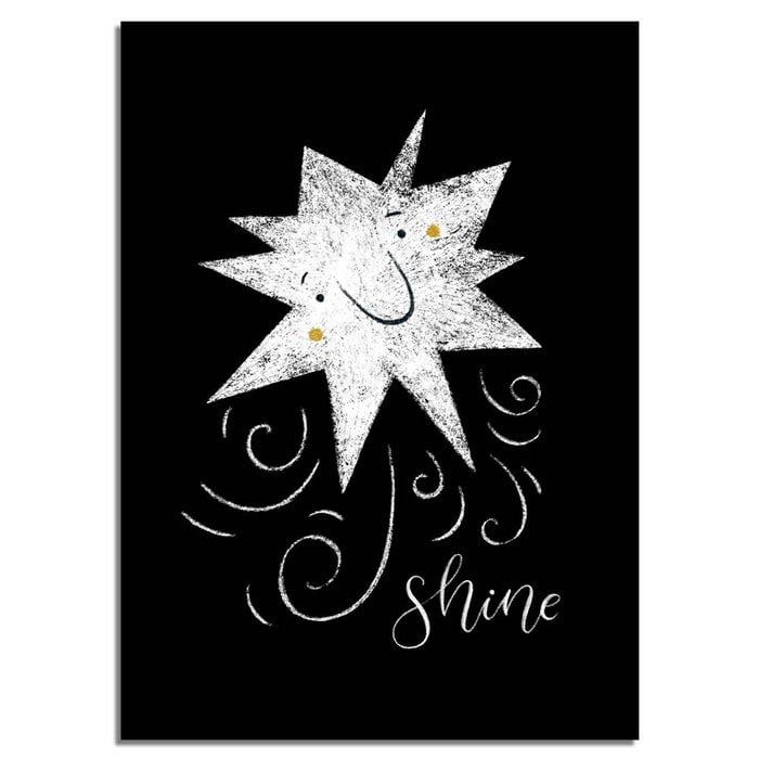 Kinderkamer poster Ster Shine - Planeten serie - Zwart wit geel