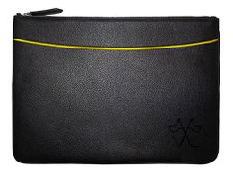 VUE LAC laptop sleeve with brown front pocket, 38cm Yellow border