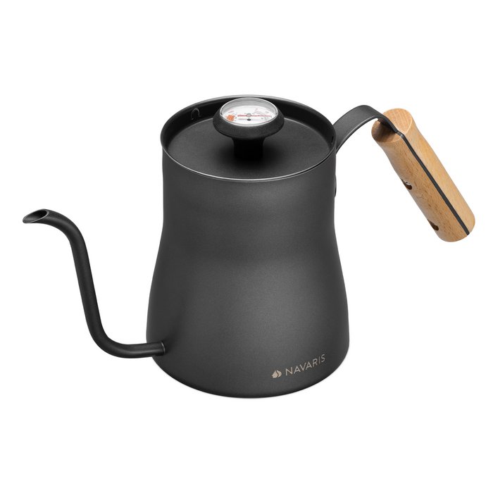 Navaris 1 svanehals-kedel - kaffekedel i rustfrit med hældetud til kaffekomfur med termometer Engroshandel | Orderchamp