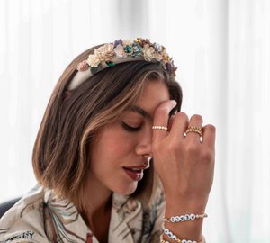 Headband flowers cream