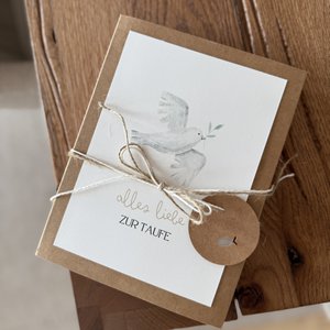 Gift box for baptism with bow, trailer and bag for money gift