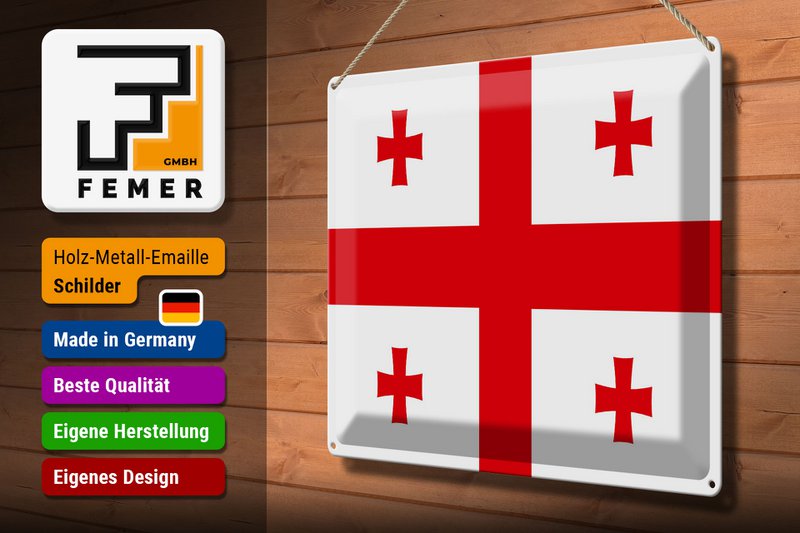 Tin Sign Flag of Georgia 40x30cm Flag of Georgia