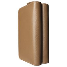 Dual-Zip Saffiano Leather Key Pouch Taupe
