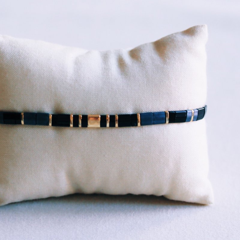 Tilabead bracelet – black/anthracite/gold-plated