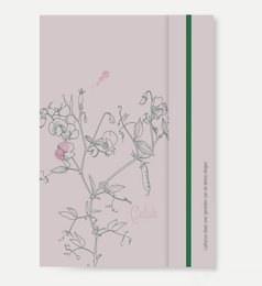 Green notebook with lined pages and elastic closure. Made of durable material suitable for everyday use.
