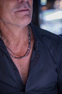 ketting Rantai Empat Picasso Jasper (4mm), roestvrij staal