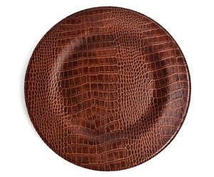 Platzteller rund Kroko hellbraun