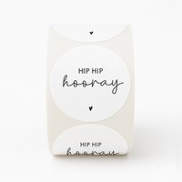 Stickers | 250 op rol | Hip hip hooray | Wit