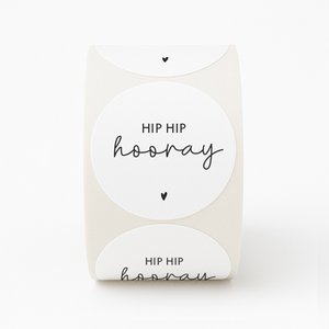 Stickers | 250 on roll | Hip hip hooray | White