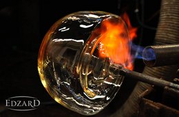 Lantern Stella (H 23 cm, ø 9.5 cm), dark crystal glass with platinum rim, hand-blown