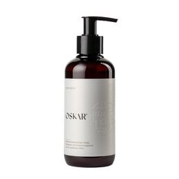 A 240ml bottle of OSKAR® shower soap with a minimalist, modern design. The soap is made with natural ingredients and has a clean, refreshing scent.