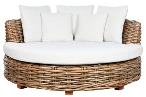 CHILL OUT RATTAN BED 153X153X65 MATRAS EN 5 KUSSEN MB213856