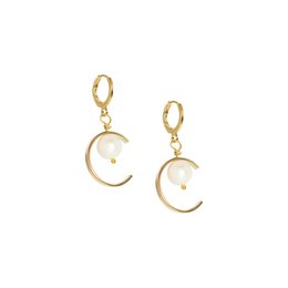  Minimalist gold-tone hoop earrings with a freshwater pearl accent, perfect for everyday wear.