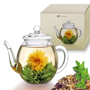 Creano teapot made of glass with lid for 500ml tea for tea blum, tar lunches and loose tea as well as tea bags | High quality, heat -resistant