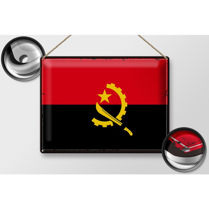 Signe en étain drapeau Angola 40x30cm, drapeau rétro de l'angola, signe de  décoration Vente en gros en ligne