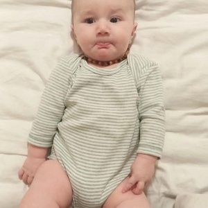 OrganicEra Bio-Baby-L/S-Body, Aqua gestreift