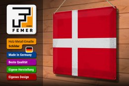 Tin Sign Flag Denmark 40x30cm Flag of Denmark Vintage