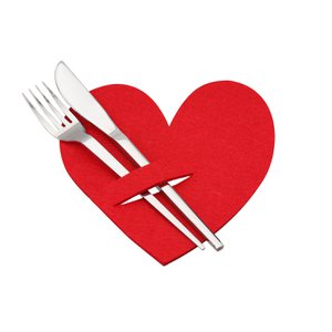Bestecktaschen Herz, rot H.18 cm