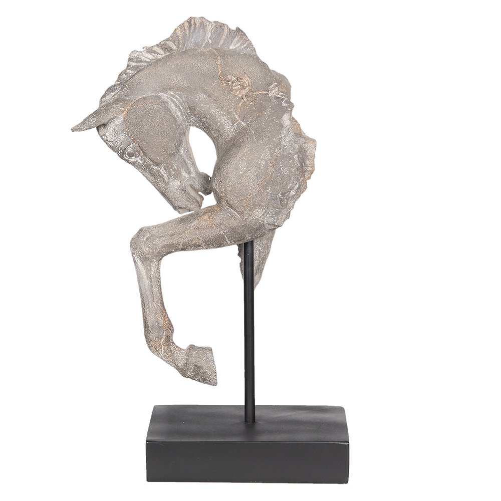 Beeld Paard 28x12x43 cm Grijs Kunststof Woonaccessoires