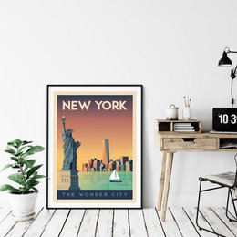 Cartel de Nueva York del vintage | Póster Ciudad Nueva York EE.UU.