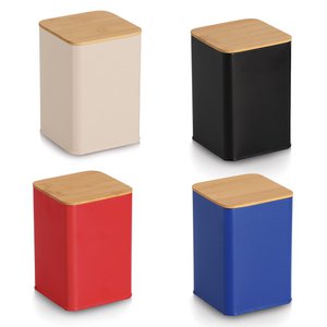 Storage jar with bamboo lid, 1100 ml, metal