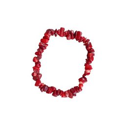 Coral-colored beaded bracelet with a split design, suitable for women. The bracelet features irregularly shaped coral-colored beads in a chunky, textured style.
